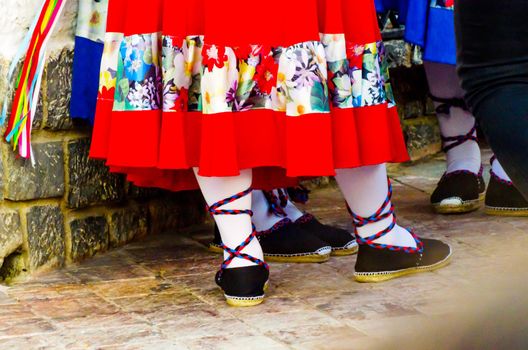 traditional colorful shoes for folk costumes in Spain, dance shoes, espadrilles