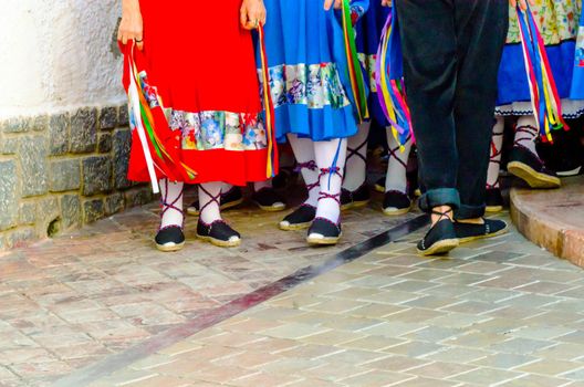 traditional colorful shoes for folk costumes in Spain, dance shoes, espadrilles