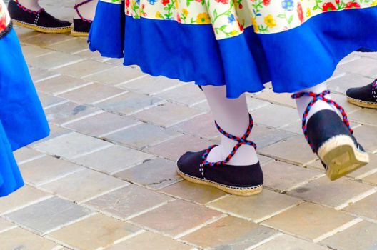 traditional colorful shoes for folk costumes in Spain, dance shoes, espadrilles