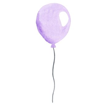 watercolor purple air balloon isolated on white background