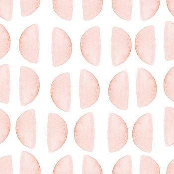 watercolor abstract pink half round elements seamless pattern on white background