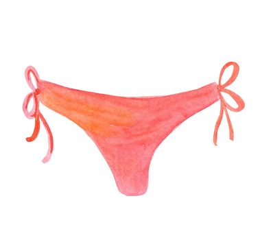 watercolor hand drawn swimming red panties for women isolated on white background