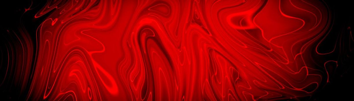 Creative abstract mixed red color painting with marble liquid effect, panorama.