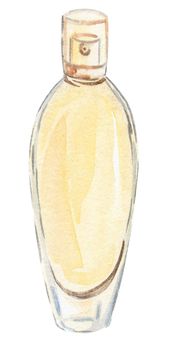 watercolor hand drawn yellow perfume glass bottle isolated on white background for logo design, branding, fashion industry, perfumery