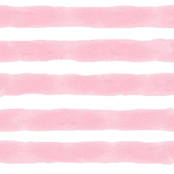 watercolor pink stripes seamless pattern on white background. Cute abstract design for baby fabric, textile, wrapping, wallpaper, scrapbook