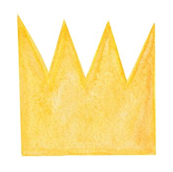 watercolor yellow crown isolated on white background. hand drawn illustration
