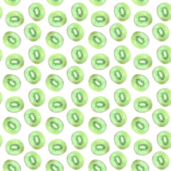 watercolor kiwi seamless pattern on white background for fabric, textile, wrapping, scrapbooking