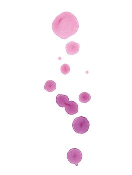 watercolor hand drawn violet and purple drops and spots isolated on white background