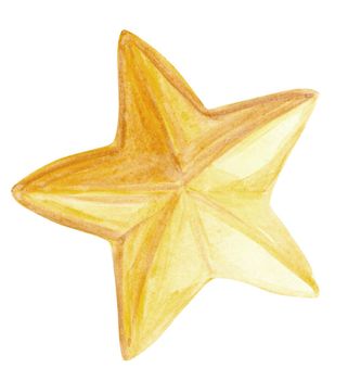 watercolor yellow star isolated on white background