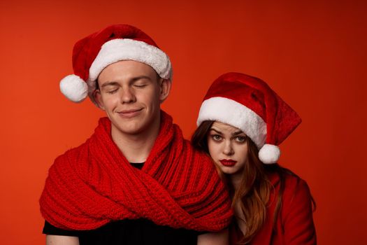 young couple together holiday romance New year fun studio Lifestyle. High quality photo