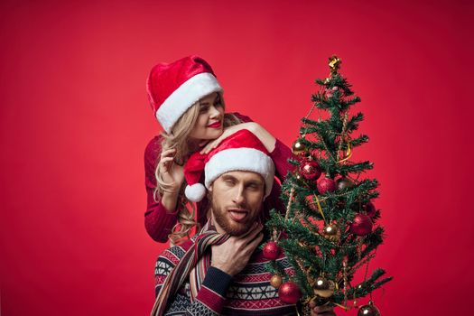 man and woman new year holiday christmas lifestyle. High quality photo