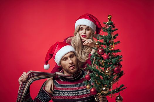 man and woman new year holiday christmas lifestyle. High quality photo