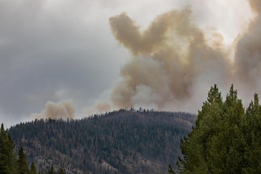 smoking coming off the mountain from the fire in idaho