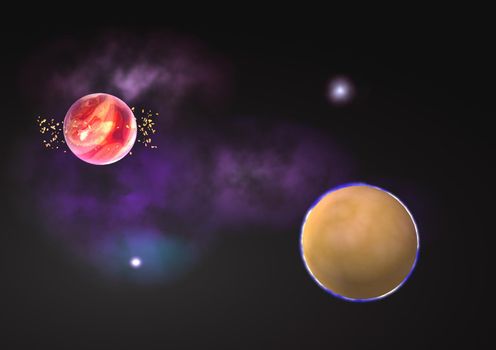 Far-out planets in a space against stars. Elements of this image furnished by NASA.