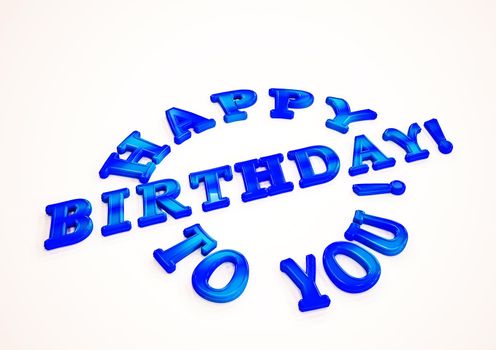 Dimensional inscription Happy birthday to you. 3D illustration.