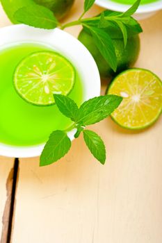 fresh and healthy mint infusion tea tisane with lime