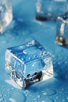 Blocks of Ice With water Drops close-up.