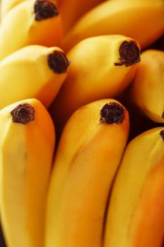 Ripe yellow bananas close-up. Close-up, full screen