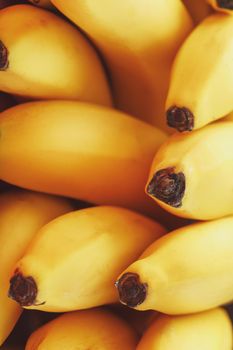 Ripe yellow bananas close-up. Close-up, full screen