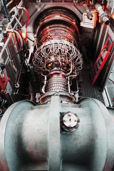 Gas turbine turbine generator with a turbocharger general plan in the module. Clean energy