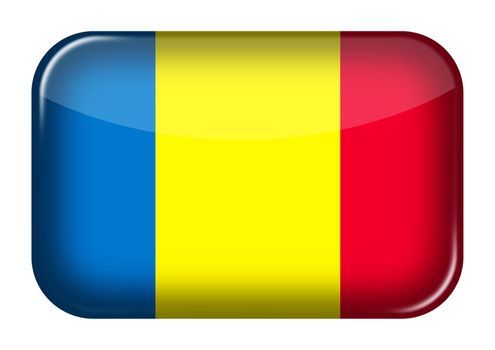 A Romania web icon rectangle button with clipping path 3d illustration