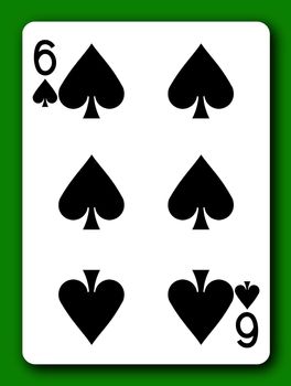 6 Six of Spades playing card with clipping path to remove background and shadow 3d illustration