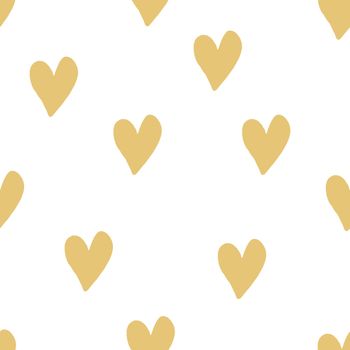 Gold hearts seamless pattern on white background. Valentines day print for wrapping, fabric, wallpaper