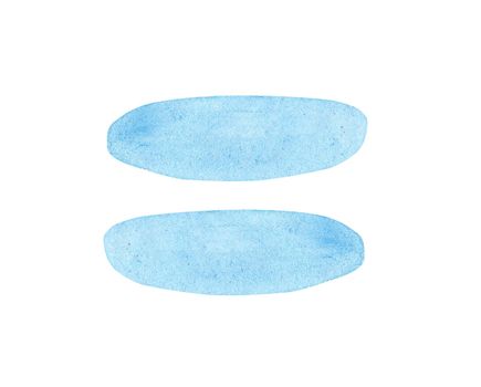 Hand drawn equal symbol isolated on white background. Blue watercolor math sign