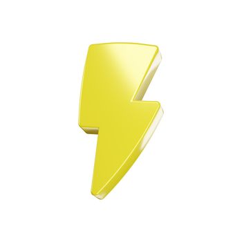 lighting yellow 3d icon. Realistic thunder, symbol of energy, danger and power. Thunderbolt electric emblem