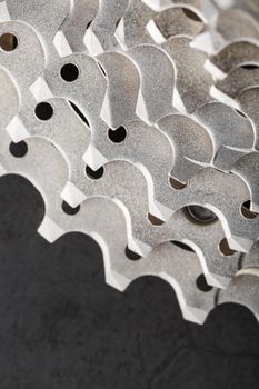 Bicycle stars from a bicycle chain drive mechanism on a black background