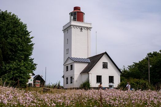 Gilleleje, Denmark - July 25, 2021: Nakkehoved Lighthouse in North Zealand