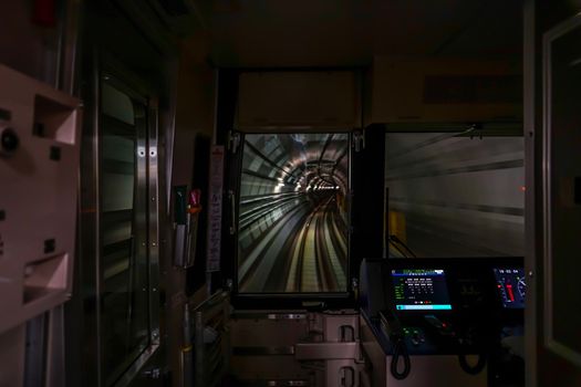 Sendai City Subway Scene from the drivers seat. Shooting Location: Sendai, Miyagi Prefecture
