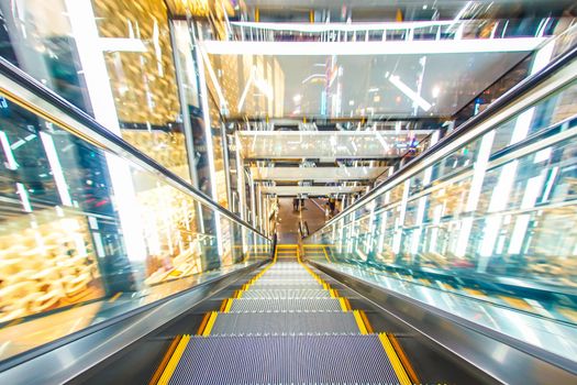 Modern escalator. Shooting Location: Tokyo metropolitan area
