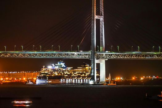 Yokohama Baybridge and Celebrity Millennium. Shooting Location: Yokohama-city kanagawa prefecture