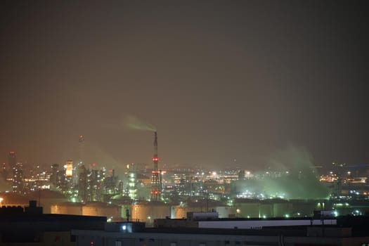 Keihin Industrial Zone seen from Kawasaki Marien (Kawasaki City, Kanagawa Prefecture). Shooting Location: Yokohama-city kanagawa prefecture