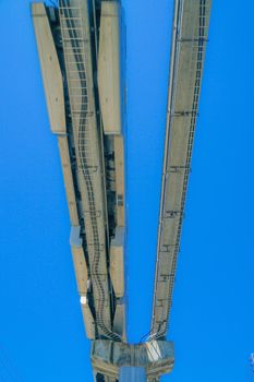 Tama city monorail track and fine clear. Shooting Location: Tokyo Metropolitan Hino City