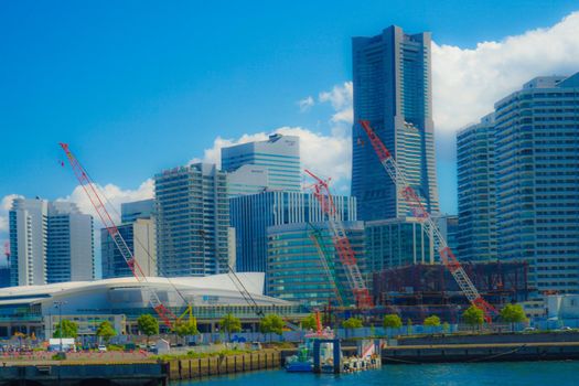 Yokohama apartment, office county and summer sky. Shooting Location: Yokohama-city kanagawa prefecture