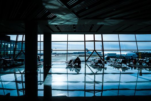 Beijing International Airport Wow and Silhouette. Shooting Location: China, Beijing