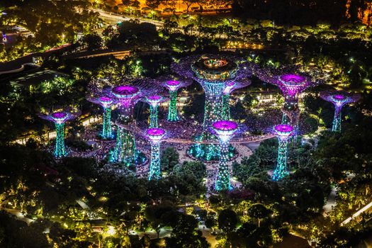Night view from Marina Bay Sands Observatory (Singapore). Shooting Location: Singapore