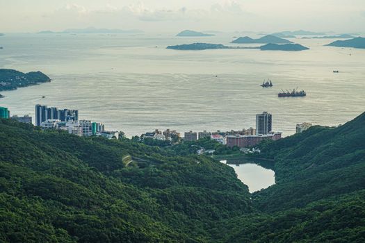 Hong Kong sunset view seen from Victoria peak. Shooting Location: Hong Kong Special Administrative Region
