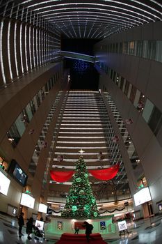 Image of christmas tree and skyscrapers. Shooting Location: Tokyo metropolitan area