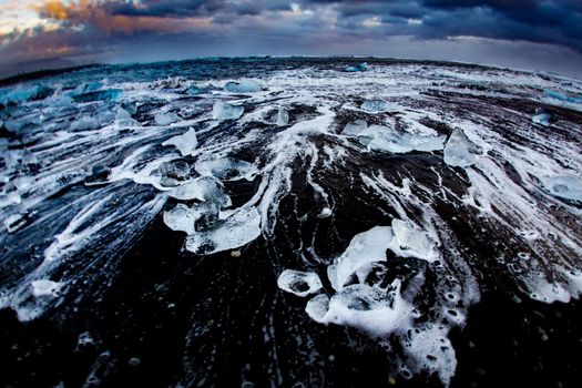 Yorkels Aur Roon Glacier Lake. Shooting Location: Iceland