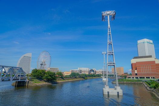 Yokohama Minato Mirai Ropeway Construction Landscape. Shooting Location: Yokohama-city kanagawa prefecture