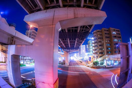 Yokohama highway night view. Shooting Location: Yokohama-city kanagawa prefecture