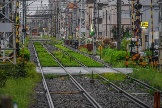 Toden Arakawa Line tracks and vehicles. Shooting Location: Yokohama-city kanagawa prefecture