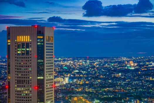 Night view of Tokyo seen from the observation deck of the Tokyo Metropolitan Hall. Shooting Location: Tokyo metropolitan area