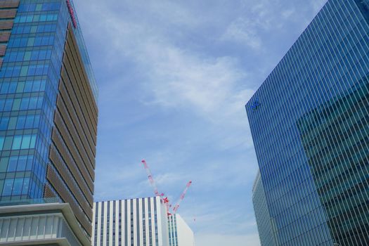 Building group and blue sky of Yokohama Minato Mirai. Shooting Location: Yokohama-city kanagawa prefecture