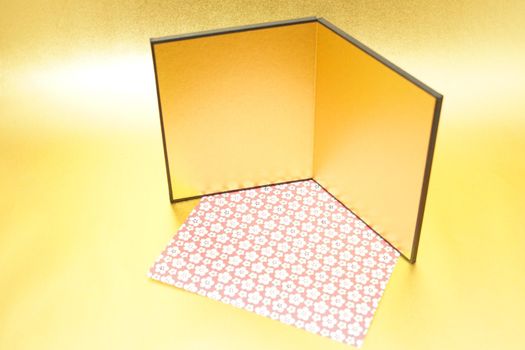 Image of gold screen (New Years card, New Year material). Shooting Location: Yokohama-city kanagawa prefecture