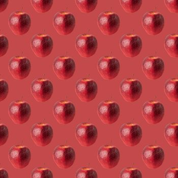 seamless pattern red apple on red background. High quality photo