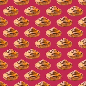 seamless bun pattern on red background. High quality photo